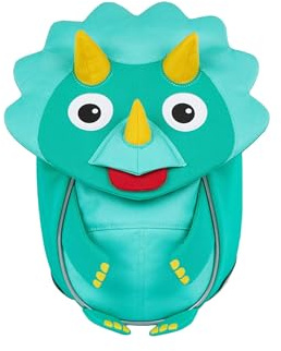 Affenzahn Amico Piccolo Zaino per l'asilo per bambini da 1 a 3 anni ergonomico riflettente linguetta con targhetta per il nome Dinosaurs - Turchese