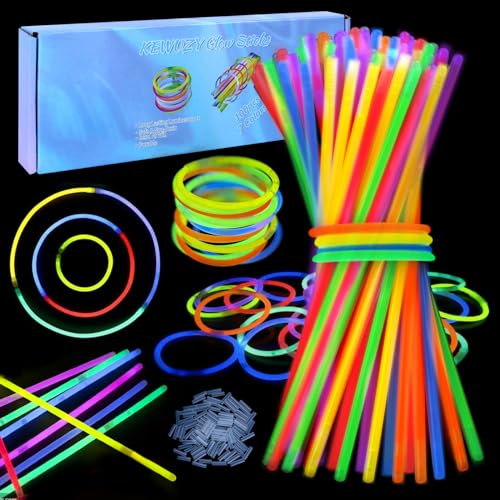 KEWUZY 100 x Knicklichter Party Set für Kinder, Glow Armbänder Multi Colored Light Stick, Neon Knicklichter Ketten Sets für Party Deko für Festival Hochzeiten Weihnacht Silvester Party