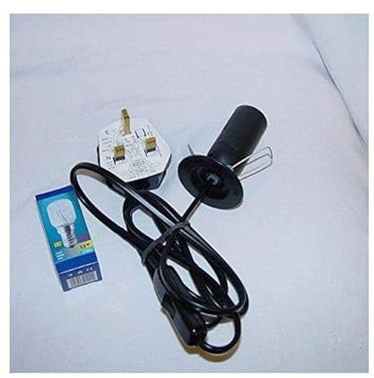 MORESHA Salt Lamp Replacement Electric Cable with Metal Clip and ON/Off Switch [ Himalayan Crystal Salt Rock Lamps Wire] -3 pin UK Plug + Bulb