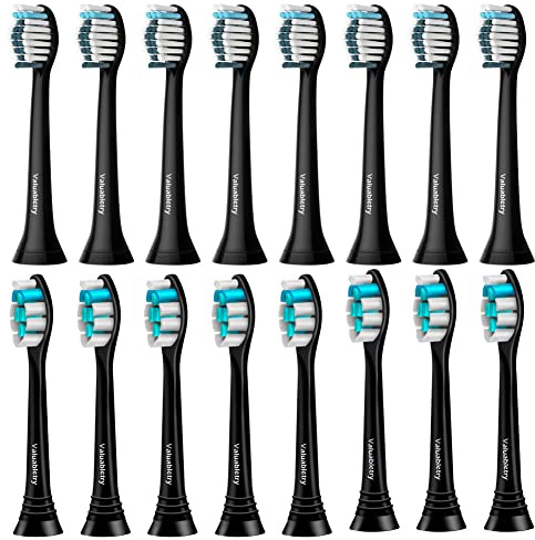 16er Aufsteckbürste Kompatibel mit Philips Sonicare Elektrische Zahnbürste, 8er Precision Clean und 8er Whitening Clean Aufsteckbürste, Schwarz
