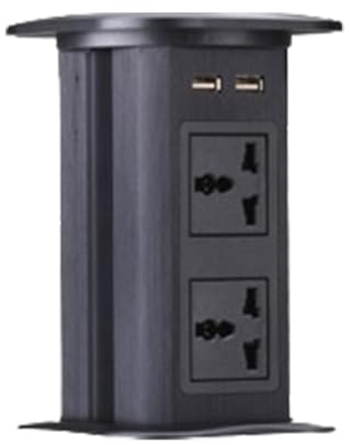 Pop Up-uttag Inbyggt kök Island Desktop Power Strip Automatisk Elektrisk Trådlös laddning Vattentät Osynlig Power Strip,Black-4-jacks