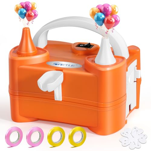 JORETLE Pompa per Palloncini Elettrica Portatile, 220-240V Macchina per Gonfiare Palloncini Elettrico, Pompa Aria per Palloncini Elettrica con 2 Boccagli Modalità per Compleanni, Matrimoni Decorazioni