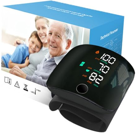 Monitores de presión arterial de muñeca, monitor de presión arterial de muñeca con pantalla táctil, transmisión de voz, memoria de 2 usuarios 198, monitor de presión arterial para uso doméstico (puño