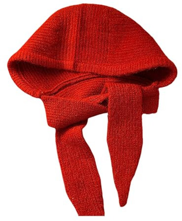 GJHYNT Hut Umfang Hut Für Frauen Herbst Und Winter Neuer Gestrickter Kapuzenschal Integrierter Warmer Ohrschutz-rot-durchschnittlicher Code