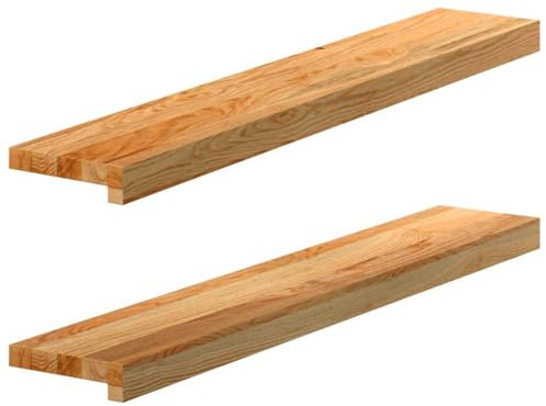 vidaXL Fensterbänke 2 Stk. Hellbraun 90x15x2 cm Massivholz Eiche, Fensterbrett, Holz Treppenstufe, Holz Fensterbrett, Fensterbank Eichenholz