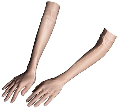 YUDATPG Kvinnors genomskinliga långa handskar stretchiga armbågslängd spetshandskar 1920-talet fin klänning stil balhandskar balhandskar för kvinnor flickor opera kväll fest dans handskar, NAKEN, L