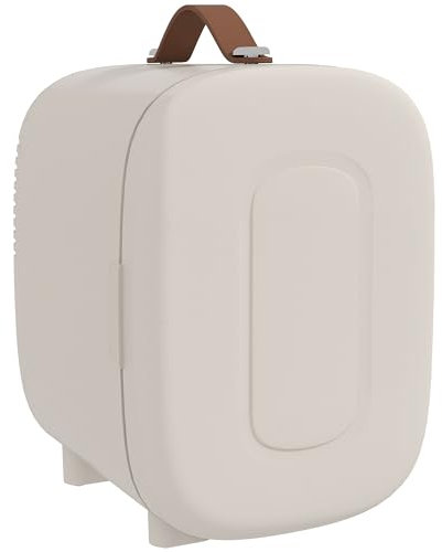 HOMCOM Mini Nevera Cosméticos 4L Nevera Pequeña Extrasilenciosa 9V/240V para Enfriar y Calentar Mini Frigorífico para Dormitorio Oficina Maquillaje Bebidas 20,3x26,3x28 cm Crema