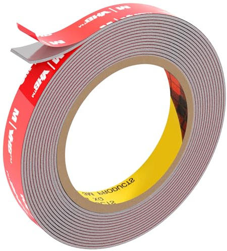 FIXCHORD Double Sided Tape Heavy Duty, Extra Strong Adhesive Tape, Waterproof Mounting Tape, Double Sided Acrylic Foam Tape for Automotive, LED Strips, Home & Office Decor, Grey (15.4FT×0.59IN)