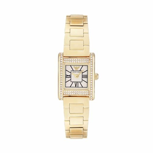 Emporio Armani Watch for Women, Quartz Movement and 31mm Case Size with Stainless Steel, Leather or Silicone Strap Gold-Ton, 20MM