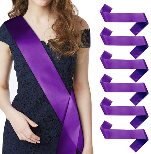 Kotkiddy 6 pièces de rubans vides à personnaliser - Rubans en satin pour DIY - Ruban individuel uni - Rubans en satin vierge pour décoration - Ruban pour future mariée pour mariage et fête (Lila)