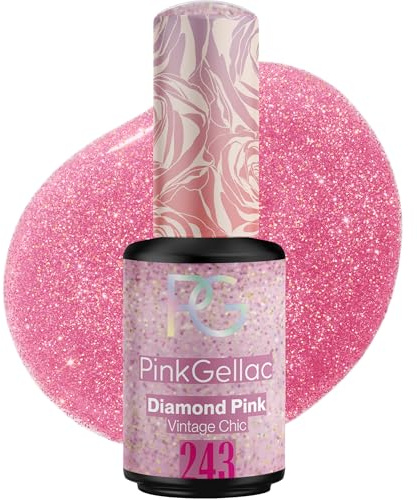 Pink Gellac Gel Nagellack UV - 243 Diamond Pink 8 ml - Gelnagellack für UV Lampe - Pink - Einfache Anwendung Nail Polish für 14 Tage Salonqualität - Veganer Gellack Made in Holland