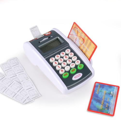 Payment Terminal Toys, Point of Sale Terminal with Light and Sound, Cash Register Toy with Credit Cards and Recipts, Pretend Play Toy for Children Age 3 and Up1
