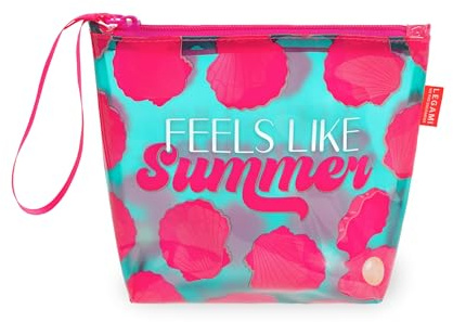 Legami - Strandtasche für Frauen, Seashell, mit Reißverschluss und Seitenriemen, Halterung für Badeanzug und Strandzubehör, ideal für Mädchen, Frauen, 20 x 16 cm