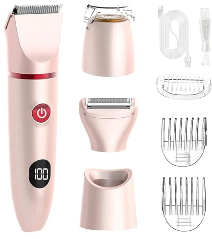 Afeitadora Mujer, 3 en 1 Kit Afeitadora Electrica para Cara, Cuerpo y Zonas Íntimas, IPX6 Impermeable, USB recargable