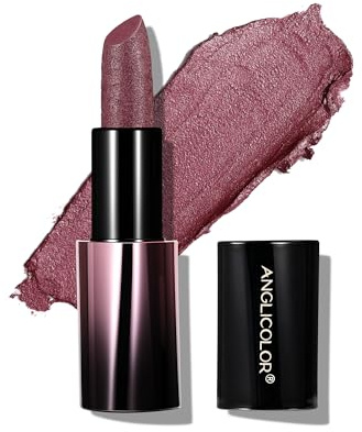 Anglicolor Rossetto Malva Metallizzato per un Effetto Scintillio 3D Sottile,Rossetti RosaTexture Cremosa,Formula Idratante,Trucco Naturale Idratante Per Le Labbra (01 GOLD-FLECKED RUBY)
