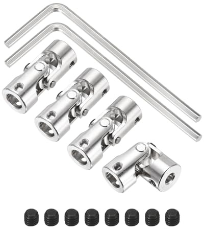 sourcing map 4Pcs 5mm to 8mm ID Steering Universal Joint Shaft Coupling, SAE 1045 steel 45°Degree Rotatable Joints Coupler with Screws Wrench Set for Model Car Ship Drive Shaft Motor