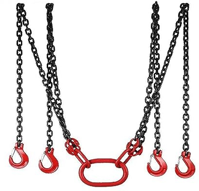 Élingue à chaîne, Élingue de chaîne, élingue de chaîne de levage soulève 5 tonnes 1,5 m 3 m 4 m x 5/16 pouces très résistant avec 4 crochets de qualité et ajusteur en acier allié G80(3M)