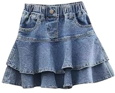 Sommarkläder för flickor: kort jeanskjol i västerländsk stil, koreansk stil, volangfåll, fashionabla, kända på internet, tårta kjol byxor shorts flickor tonåring