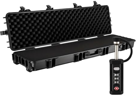 Wiltec Vapenkoffert 137,8 x 38,3 x 17,5 cm med TSA-lås för långvapen, gevärväska med skumvaddering och hjul, vapenväska med hög bärkapacitet