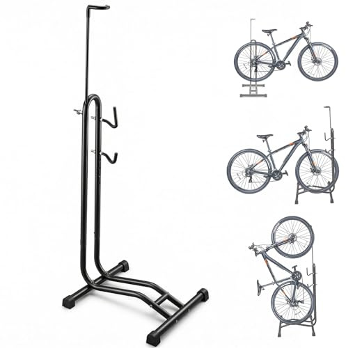 3-in-1 Bike Floor Stand | Upright Space-Saving Storage | Horizontal/Vertical Parking & Maintenance Rack | Fits Mountain, Road, Kids Bikes | Indoor & Outdoor Use
