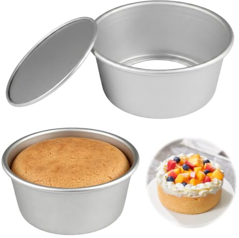 Silkmin 2 stycken 15 cm (6 tum) tårtform, rund kakform aluminium | Non-stick beläggning tårtbotten bakform med avtagbar botten för tillagning av kakor i ugn och varmluftsfritös