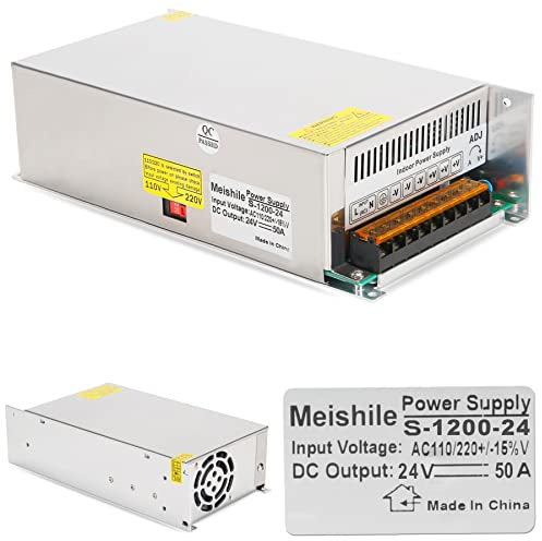 MEISHILE DC-strömförsörjning 24 V 50 A 1 200 W strömbrytare strömförsörjning 230 V AC till DC transformator 24 V transformator industriell adapter 0–40 A 30 A 25 A LED ljuslist lampa pump förstärkare