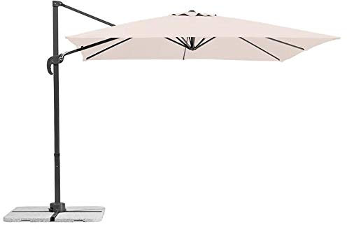 BAKAJI Ombrellone da Giardino Decentrato con Parasole Inclinabile Palo in Alluminio Rotazione 360° Base a Croce Arredamento Esterno Gazebo Piscina Giardino Terrazzo Colore Ecru (3x3 Mt)