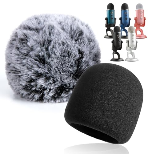 YOUSHARES 2PCS Blue Yeti Pop Filter for Blue Yeti Microphone, Yeti Foam Windscreen with Dead Cat Blue Yeti Mic Cover for Yeti Mic and Blue Yeti Pro USB Microphone