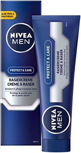 NIVEA MEN Protect & Care rakkräm i 6-pack (6 x 100 ml), med krämigt skum för en mild rakning, hudvänlig rakkräm för män