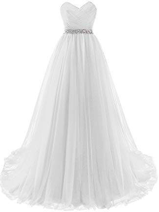 Misshow Abito da ballo lungo elegante in stile vintage con spalle scoperte con paillettes, abito da donna lungo chic da sera, bianco, 36