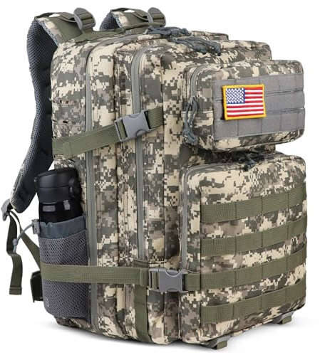 Zavothy Militär Rucksack 45L Rucksack Herren Damen, Wasserdicht Taktischer, Camping-Rucksack, Wanderrucksack, Outdoor Rucksack für Travel, Schule, Sport, Bushcraft (Tarnung)