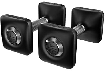 Peloton Dumbbells | Ergonomically Designed Pair of Cast Iron Weights With Urethane Coating and Nonslip Grip, Available in Set of Two - 5 lb, black