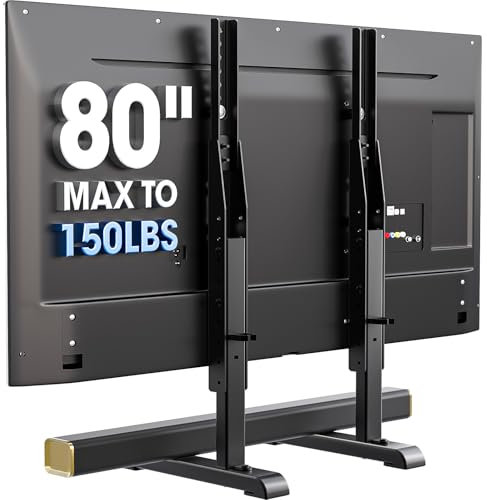 Support TV universel, base de rechange pour la plupart des téléviseurs LCD LED de 24 à 77, 7 pieds réglables en hauteur avec gestion des câbles, supporte jusqu'à 50 kg, VESA max 800 x 500 mm, noir