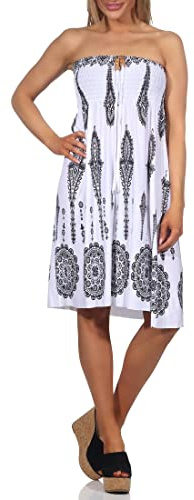 ZARMEXX Robe d'été bandeau dos nu pour femme - Mini robe épaules dénudées - Style bohème décontracté - Mini robe de plage