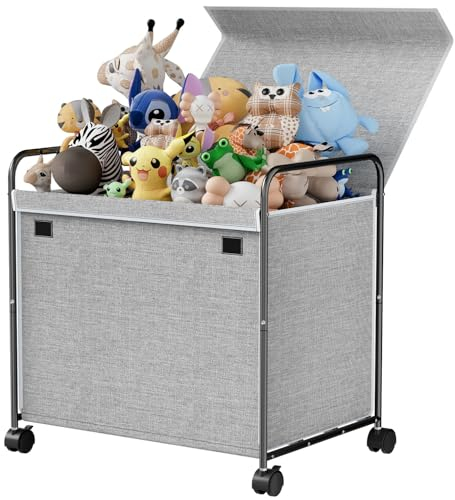 Xtsuen Scatola portaoggetti per giocattoli con ruote, scatola per giocattoli con coperchio per bambini, pieghevole, grande scatola per bambini, per la cameretta dei bambini, vestiti