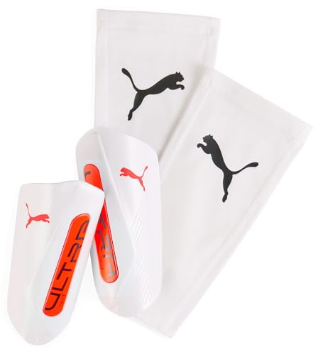 PUMA ULTRA Twist Sleeve, Protège-tibias Unisexe, PUMA White-Glowing Red, L - 030986