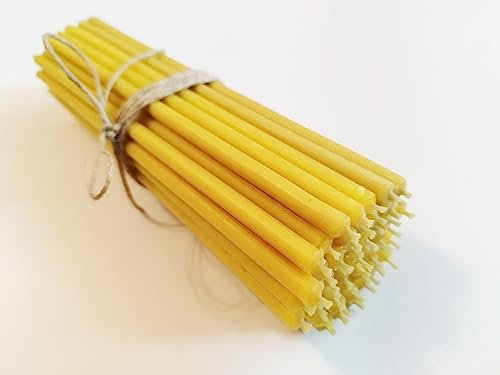 30 Stück Kirchenkerzen 24cm lang 8mm stark Brenndauer ca 180 Minuten - 100% Bienenwachs - Byzantinische griechische Kirchenkerzen