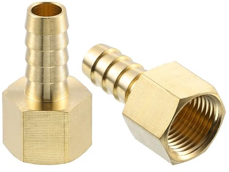 QUARKZMAN Paquete de 2 púas de manguera de latón, 3/8 pulgadas x 3/8 pulgadas NPT hembra de latón, adaptador de montaje de tubería para conectar tuberías, dispositivos mecánicos, equipos de fontanería