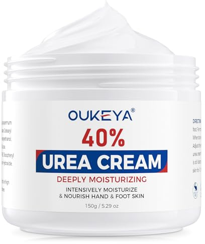 OUKEYA Nuova Formula Crema all’Urea 40% per Piedi – Massima efficacia, Trattamento per Pelle secca e screpolata, Talloni, Mani, Ginocchia e Gomiti, Rimuove pelle morta e calli, 150 g