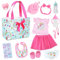ZITA ELEMENT 15 Pcs Baby Doll Diaper Bag with Clothes and Accessories, Includes 16 Inch Girl Doll Clothes, Bottles, Pacifier, Bib, Diaper(No Doll)