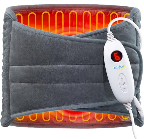 ALLJOY - Cojín térmico de 120 cm con apagado automático, cojín térmico eléctrico para espalda, 6 niveles de temperatura y 90 minutos de apagado automático, cinturón térmico para espalda, cuello