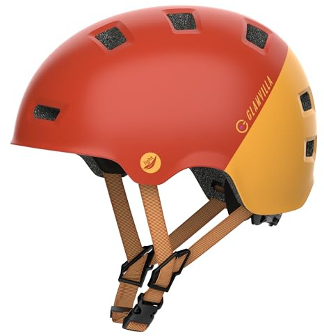 GLAMVILLA Casco da skateboard Casco da bici Ultraleggero Casco da città per bambini/donne/uomini, Casco protettivo unisex regolabile per skateboard E-Scooter Roller BMX, solo 260g/270/280g (Rosso