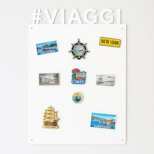 Lättvikts Magnettavla i Metall Wit VIAGGI 75x49 cm, Magnetbräda, Magnetisk Metalltavla Väggpaneler, Ultratunn Stål, Magnettavla för kök, kontor, rum