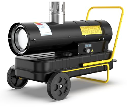 DAHTEC Indirekt diesel byggtork 30 kW värmekanon, byggvärmare – 50 l stor tank – oljevärmare, värmefläkt med termostat för verkstäder, byggplatser och jordbruksföretag