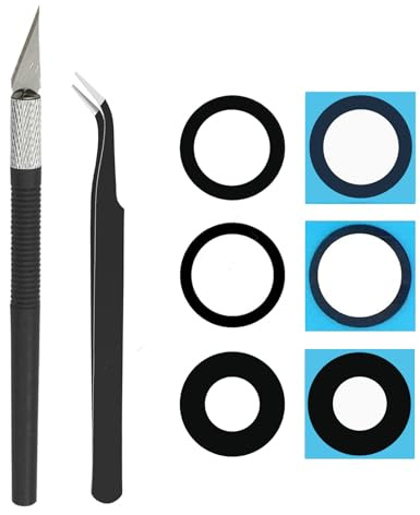2 uppsättningar Cemobile bakre kameralins glas ersättning för Samsung Galaxy S25 med förinstallerat lim, antistatisk pincett, precisionskniv reparationsverktygssats