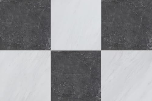 FlorExp Peel and Stick Floor Tiles,Dark Grey Marble,30 Tiles 2.8㎡