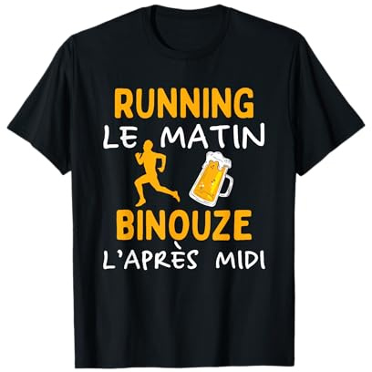 Running Le Matin Bière Après Midi Humour Course à Pied T-Shirt