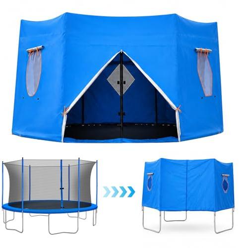 Afenau Cubierta para tienda de campaña de trampolín, 6/8 pies, impermeable, protección UV, tienda de cama elástica Oxford, plegable azul, protección antidesgarros, cubierta de trampolín para