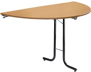 kaiserkraft | Anbautisch zu Klapptisch | Plattenform Halbkreis | 1400 x 700 mm | Gestell schwarz | Platte Buche-Dekor