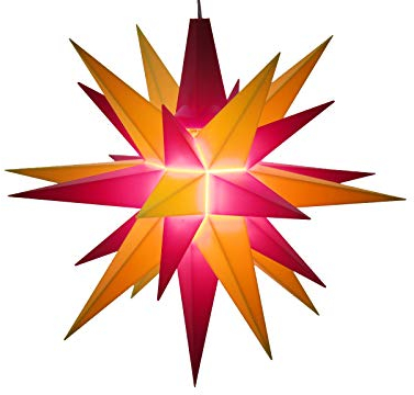 A1e, rot/gelb, Weihnachtsstern Herrnhut für Innen, Kunststoff, 13 cm, rot/gelb, Adventsstern, Stern, Sterne, Advent, Weihnachten, original Herrnhuter Stern